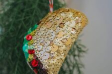 a bright sequin taco piece is a lovely Christmas ornament and you can make one yourself