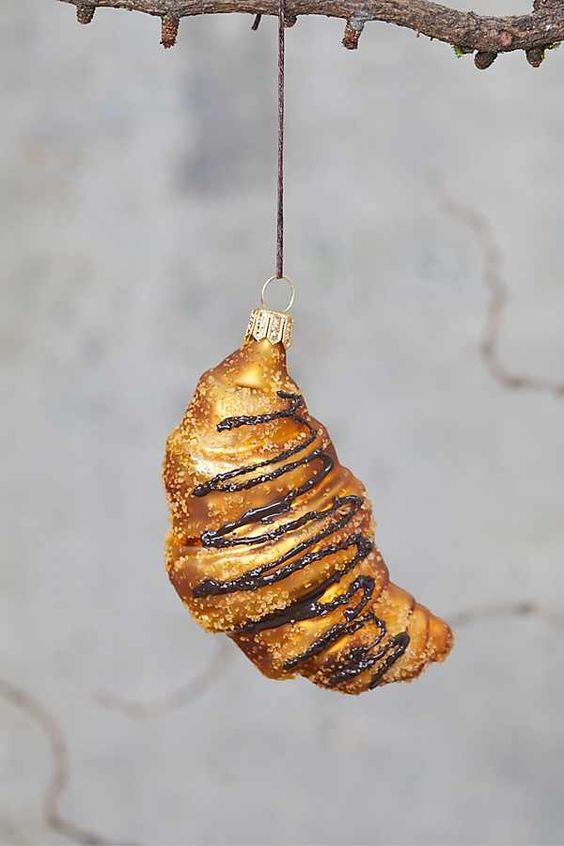 a chocolate croissant Christmas ornament is a perfect idea as everbody loves them