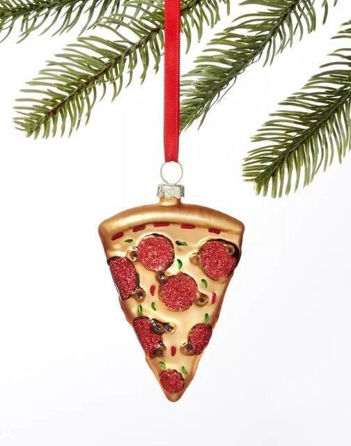 a pizza slice Christmas ornament will be loved byt everybody because everybody loves pizza