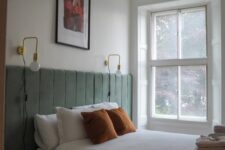 63 an upholstered full wall green headboard is a lovely accessory for the bedroom, and you can make one yourself