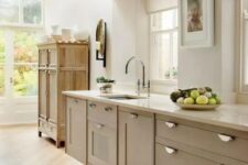 a cozy kitchen design with shaker cabinets