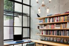 a cozy industrial home office design