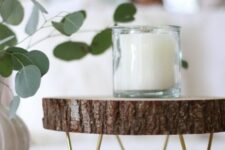 07 a footed wood slice tray or a cake stand with hairpin legs is a lovely rustic decor idea, you can DIY it easily