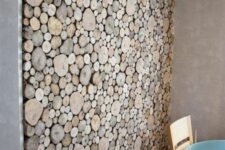 33 a fantastic wood slice accent wall will be a gorgeous solution for any room, and you can DIY it using tutorials on the web