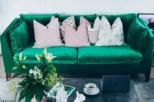 velvet is one of the current trends, and choosing a Stockholm sofa in emerald velvet is a gorgeous idea