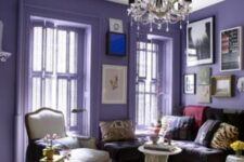 a lovely room with a purple sofa