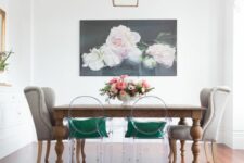 mismatched chairs are perfect for a large dining space