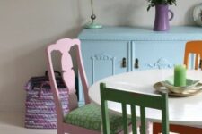 a lovely dining space with a cute credenza