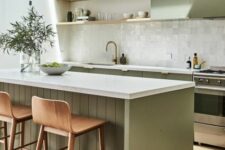 a lovely kitchen with a Zellige backplash