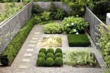 02 a small backyard with mini flower beds with different types of plants and gravel and tiles around is pure modern elegance