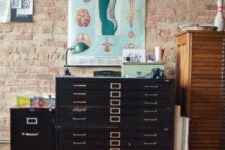 41 vintage black and stained file and card cabinets are a perfect idea to make your home office ultimately stylish and timeless