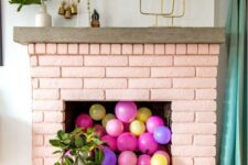 19 a blush brick fireplace with colorful balloons inside will make a cute girlish accent in your living room