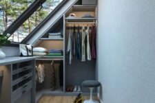 a lovely narrow attic storage space