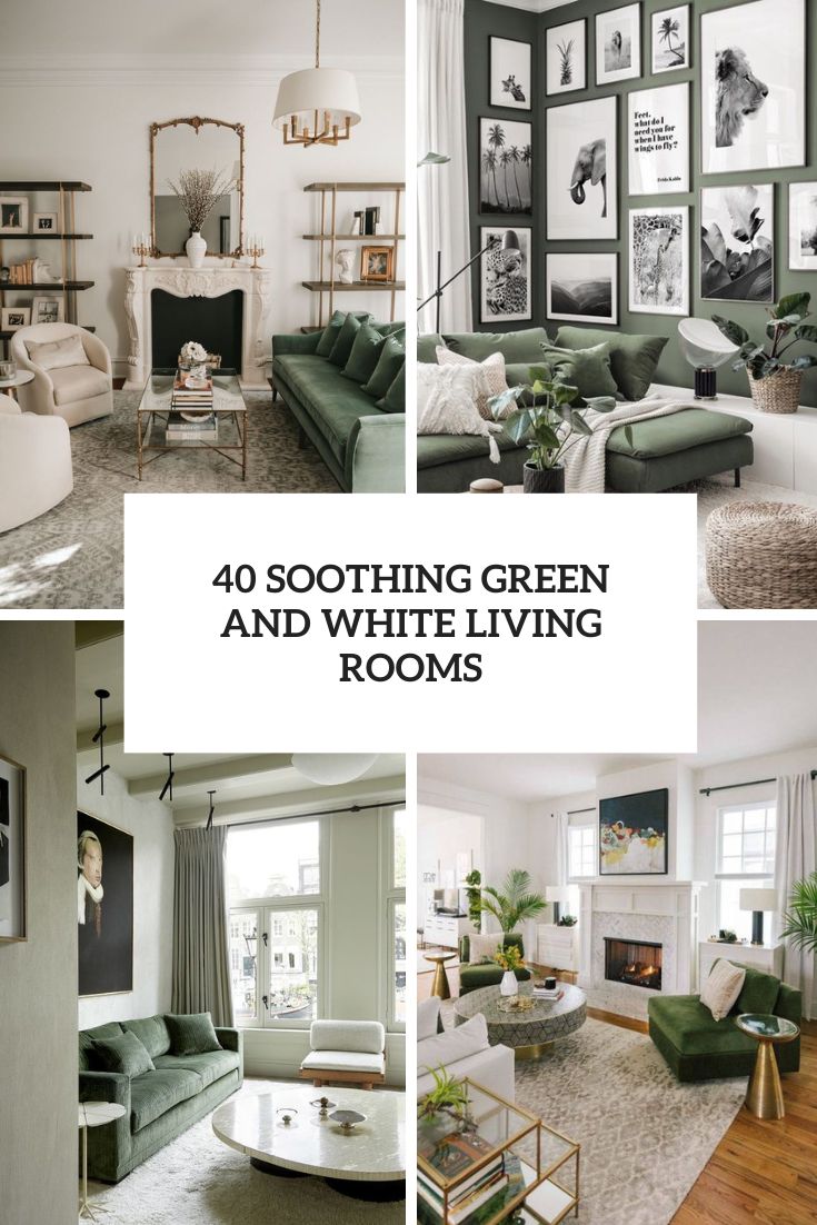 soothing green and white living rooms