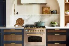 a stylish arched niche around a cooking zone