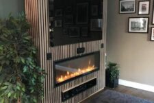 a stylish modern built-in fireplace