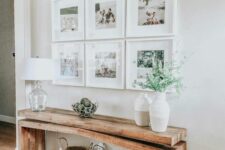 a grid gallery wall is perfect for an entryway