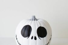 11 a classic Jack Skellington pumpkin in black and white is easy to make with paint and maybe a sharpie