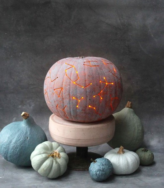 a simple milk paint constellation pumpkin luminary will be a great solution not only for Halloween but also for the fall