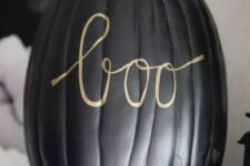 17 a matte black pumpkin with gold calligraphy letters made with a sharpie is a very easy and cool idea