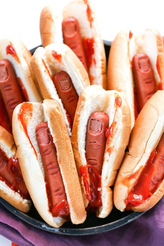 Halloween bloody finger hot dogs will frighten even adults, and you can make them easily