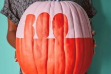 27 an oversized color block red and pink pumpkin with BOO letters is amazing for Halloween
