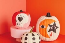 31 bold painted Halloween pumpkins are a super cool solution, and you don’t have to be an artist to make them