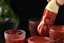 36 finger-shaped cookies and strawberry sauce will help you create very freaky Halloween desserts