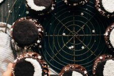 45 brownie cupcakes showing phases of the moon are great desserts for a celestial Halloween party