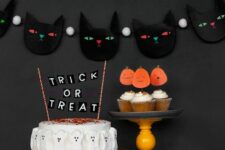 51 a zombie head and black cat felt garland will be nice for a kids’ party, and you can make them without sewing