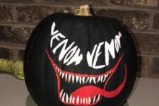 52 a painted Venom pumpkin is a cool and fun decor idea for Halloween, especially if you are a fan