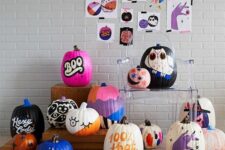 55 an arrangement of amazing colorful painted pumpkins in various bright colors is inspiring, make some for Halloween