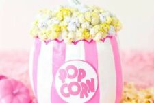67 a super bright no carve popcorn pumpkin with real painted popcorn to add a whimsy touch to the decor