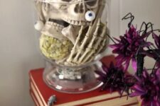 a cool halloween arrangement with a skull