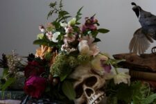 a stylish flower halloween arrangement