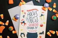 a Halloween party invitation with funny and colorful prints is amazing for a classic Halloween party