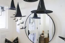 a lovely halloween decor idea with witch hats