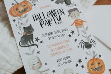a funny Halloween party invitation like this one will be a great and cute solution for a kids’ party