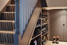 open storage shelves for shoes or other stuff will be a great idea for a staircase
