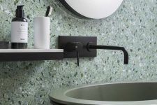 stylish terrazzo in the shades of green and grey looks edgy and calming at the same time
