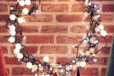 a lovely Christmas wreath with string lights