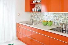 a cute orange kitchen design