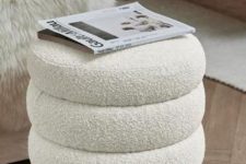 19 a lovely neutral boucle ottoman is a cool solution for many contemporary spaces