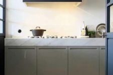 a modern olive green kitchen design
