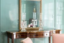 30 a vintage dark-stained lacquer console table with crystal candleholders is amazing for chic spaces