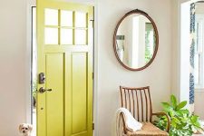 33 a chartreuse painted door is a unique touch of color to the space that will raise your interior to the new level
