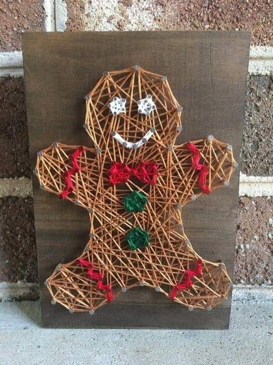a fun and simple gingerbread man string art is a cool and catchy decoration for the holidays