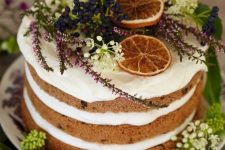 a gorgeous and delicious winter cake with citrus and winter flowers is a perfect Christmas tea party dessert