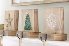 three string art pieces, a snowflake, tree and star, styled for Christmas, they will bring a rustic feel to the space