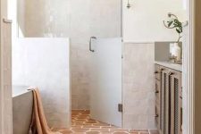 a lovely bathroom with Zellige tiles